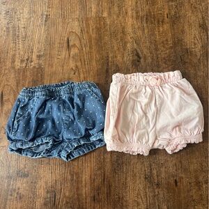 GAP Baby shorts  - Light Pink and Chambray Blue Dot 6-12 months